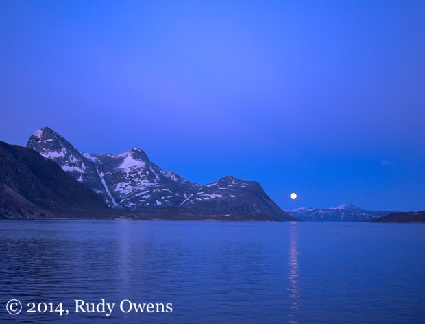 Full moon rising on a summer night near Nuuk, capital of Greenland (1998)