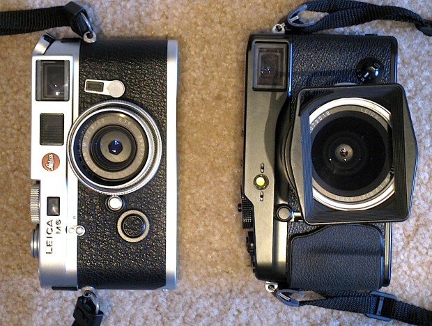 I have my 24mm Leica lens mounted on my X-Pro 1 using a Metabones adapter. I set this up and snapped a quick pic with my point and shoot. 